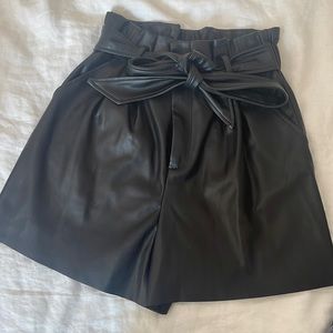 Zara black leather shorts